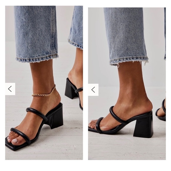FREE PEOPLE Parker Black Double Strap Pillow Heels Block Heel Size 8.5 NEW - Picture 1 of 12